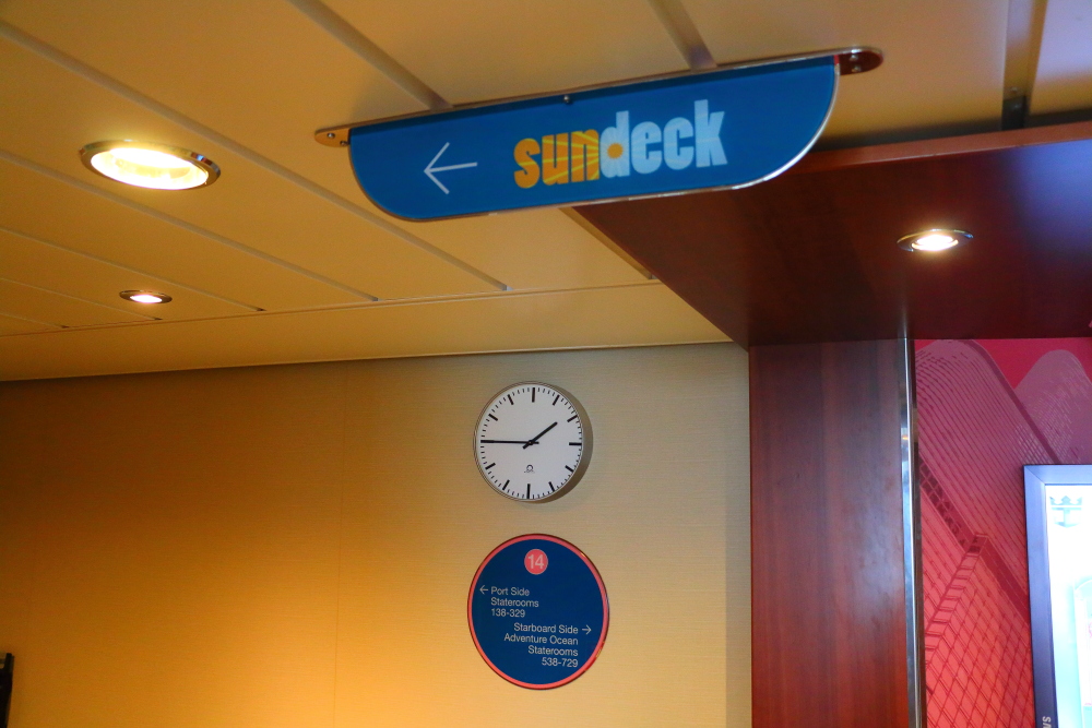 Sun deck sign on Allure Of The Seas