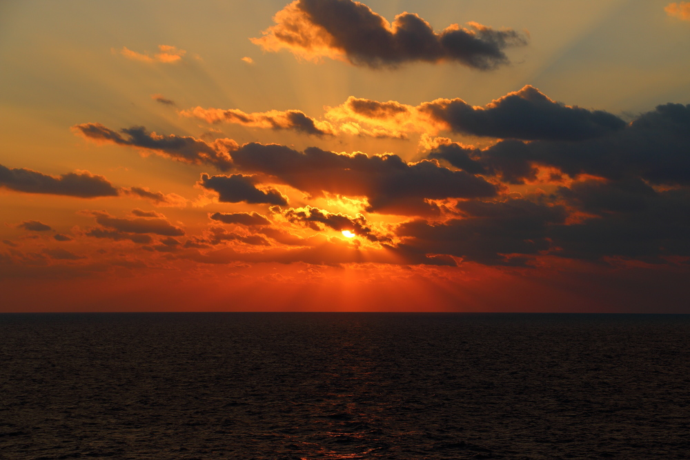 Caribbean sunrise, as seen from our cruise ship balcony