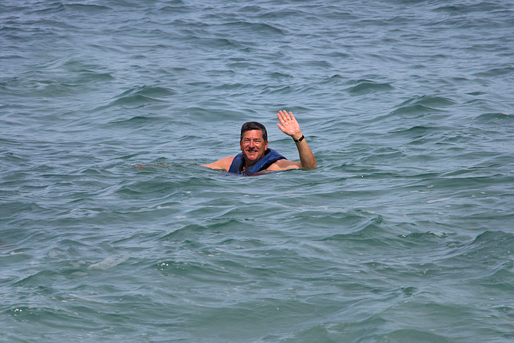 Jim Zim swimming at Las Caletas beach