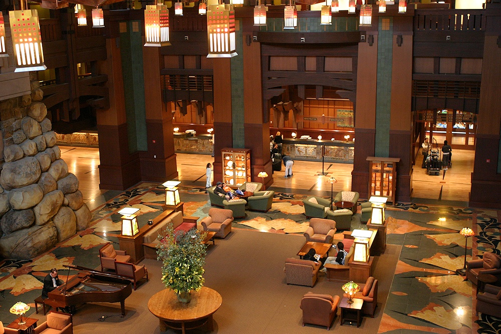Lobby of Disney's Grand Californian hotel in Anaheim, California