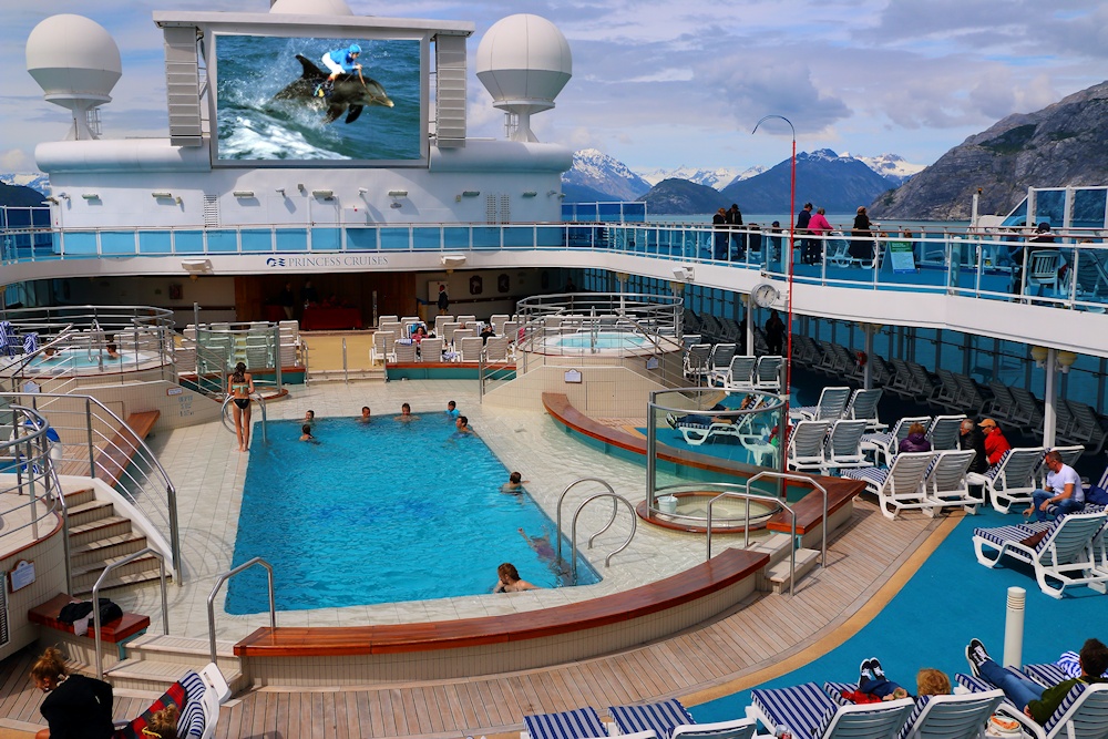 Coral Princess Lido deck pool during an Alaska cruise