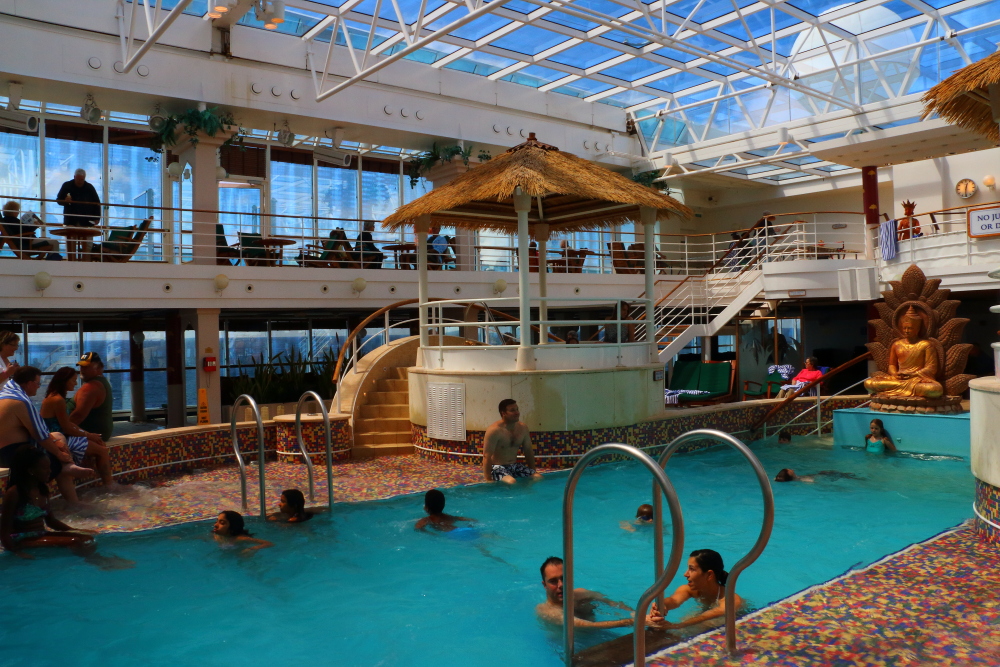 indoor covered Lotus swimming pool on Coral Princess cruise ship