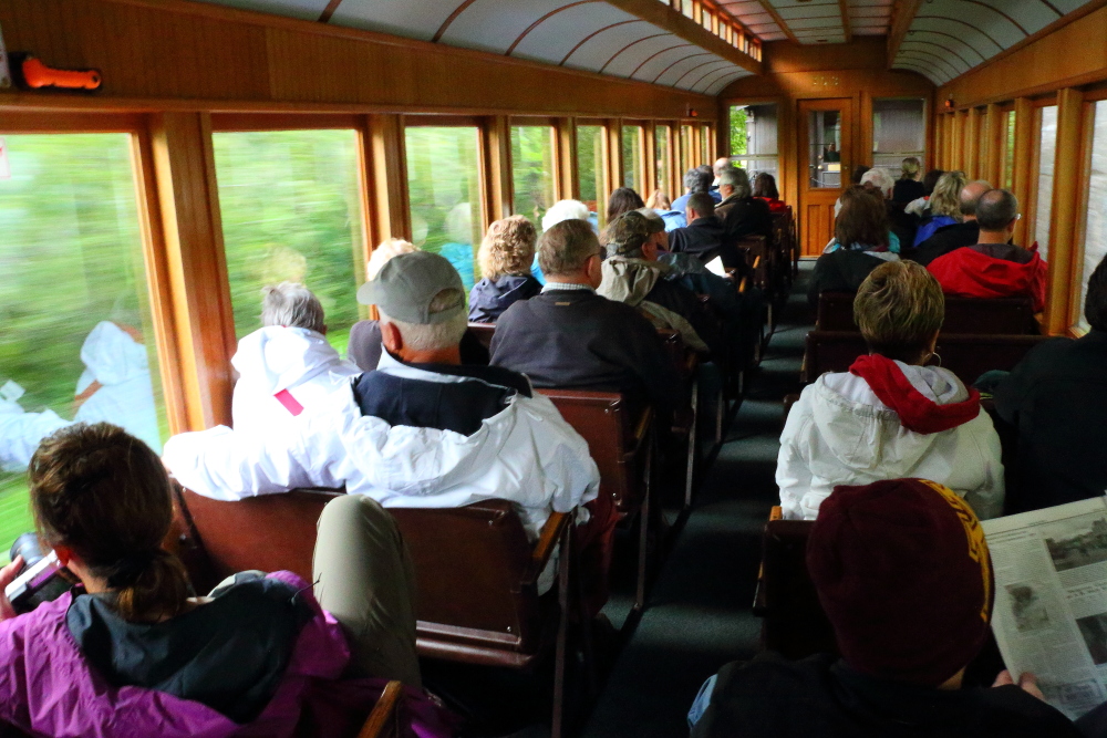 inside a White Pass railway train car