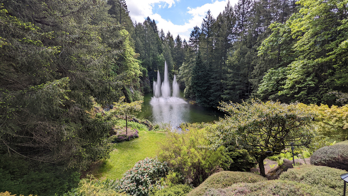 Waterfall in Butchart Gardens, British Columbia