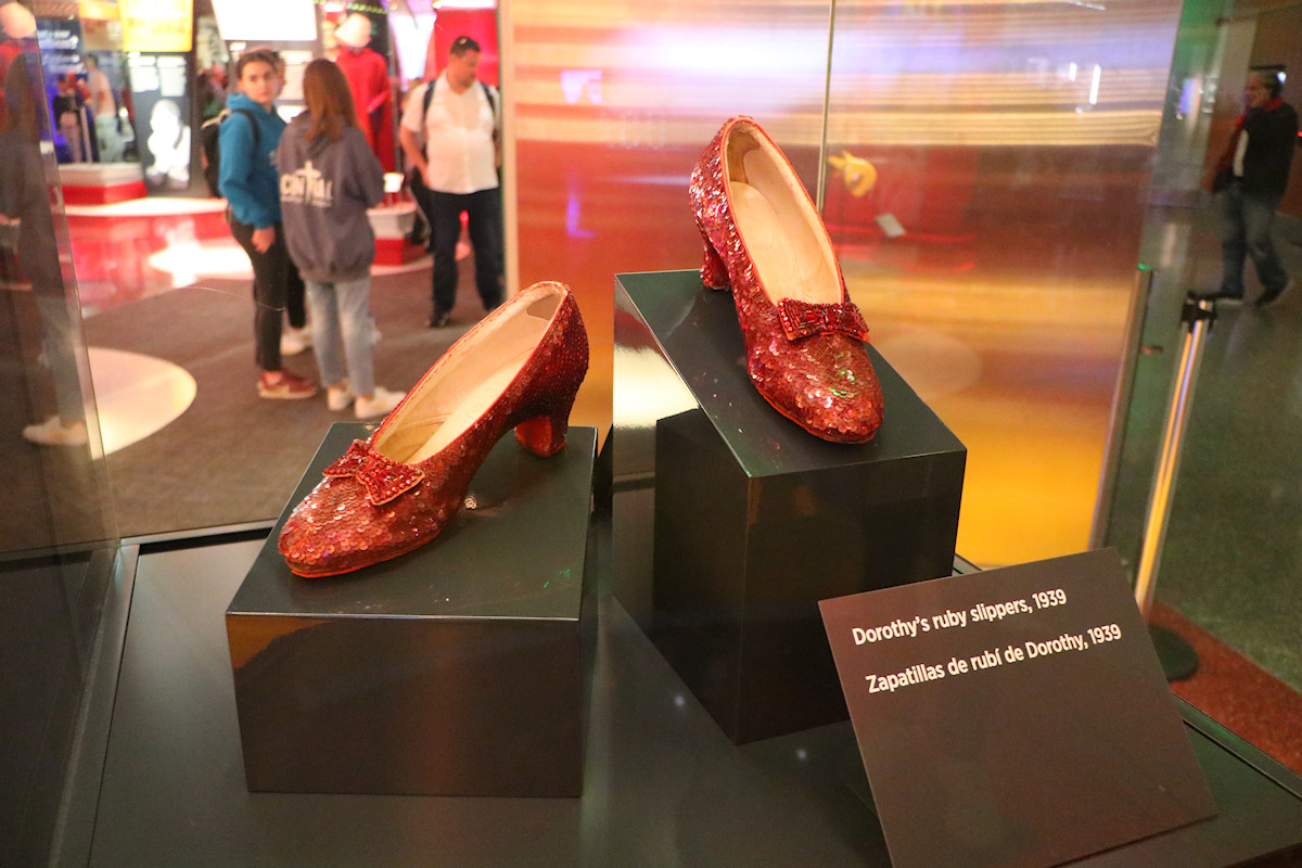 The Ruby Slippers worn by Judy Garland in the Wizard Of Oz