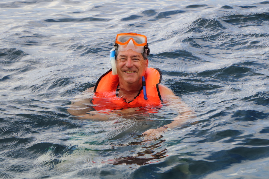 Jim Zim snorkeling in Barbados