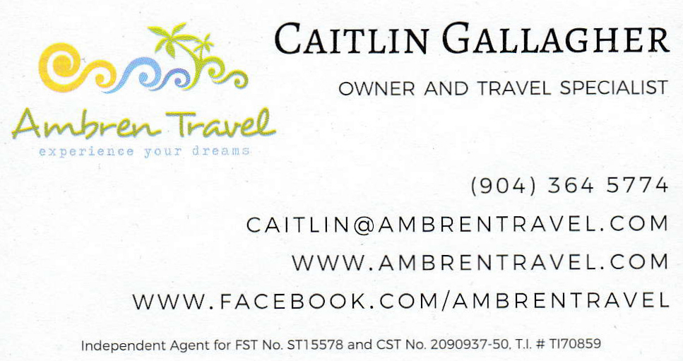 Caitlin Gallagher business card Ambren Travel