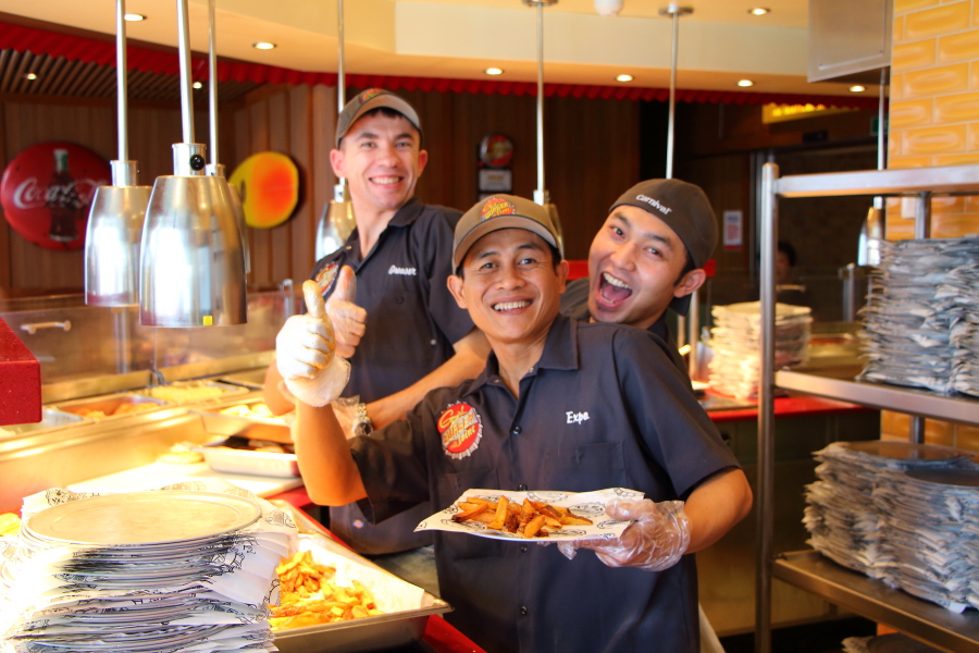 Staff at Guy's Burger Joint on Carnival Breeze