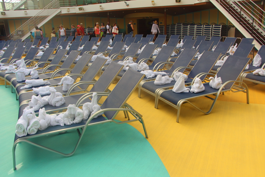 towel animals on Lido deck on the Carnival Breeze