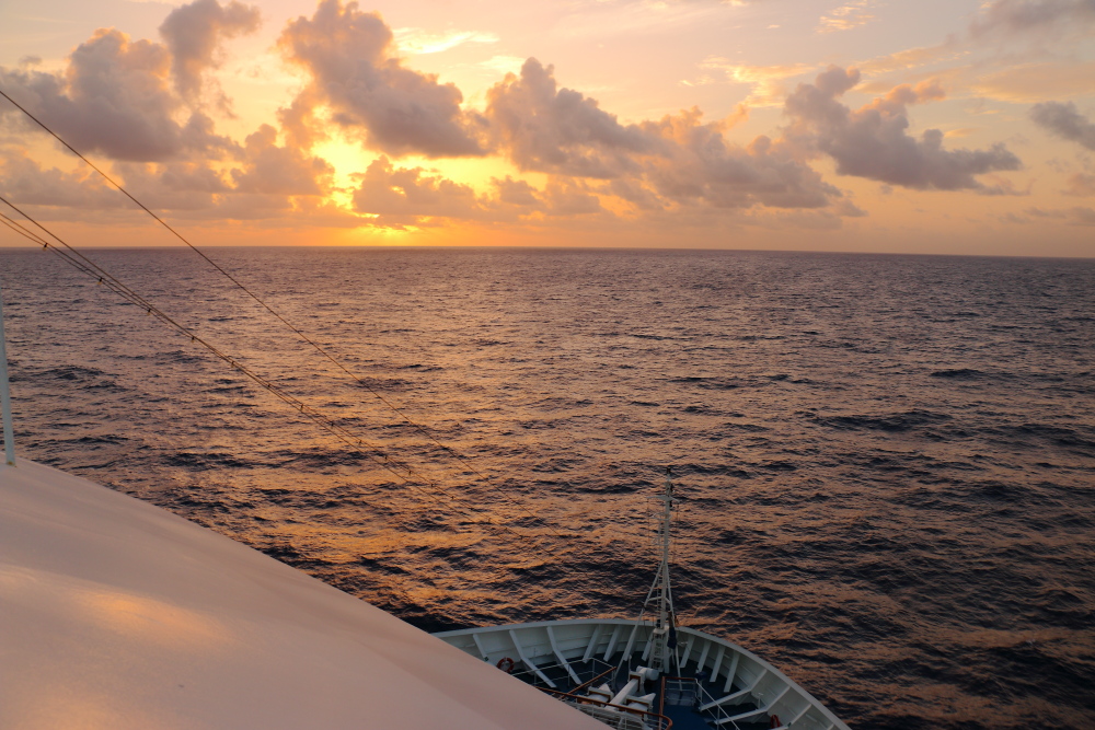 Sunrise from the bow of Carnival Breeze