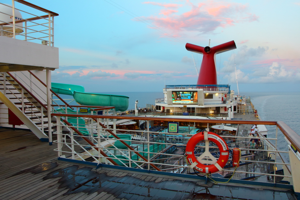 Carnival Conquest cruise ship at Sunset