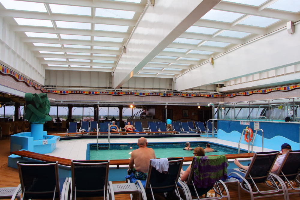 Carnival Conquest aft pool with sliding dome closed