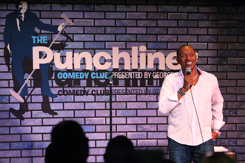 Comedian CeeJay Jones in the Punchliner comedy club