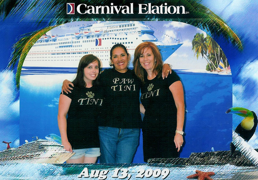Dani, Tricia, and Carolyn on a cruise