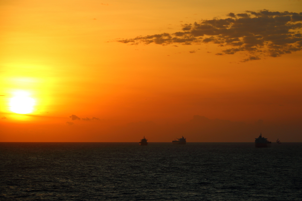 Sunrise off the coast of Aruba in the southern Caribbean