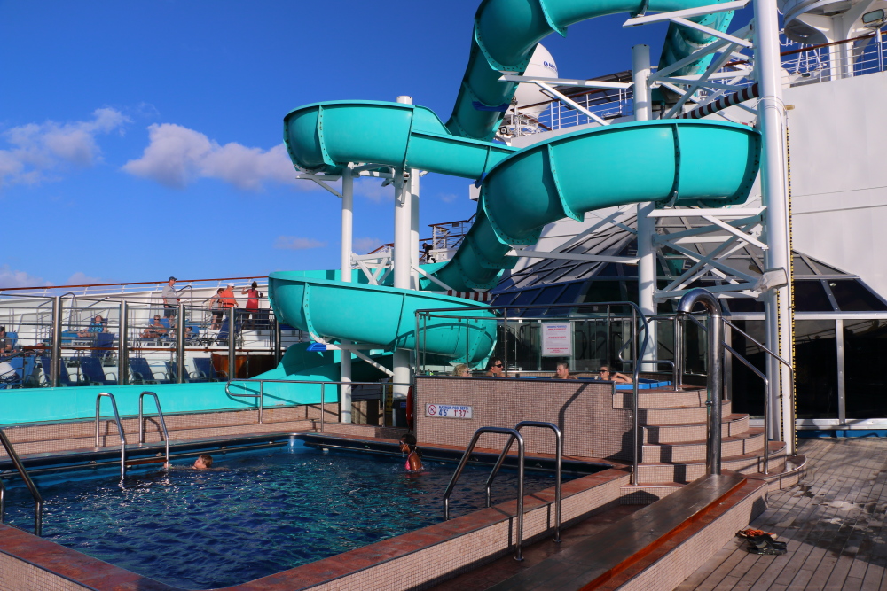Carnival Freedom pool, Jacuzzi, and waterslide