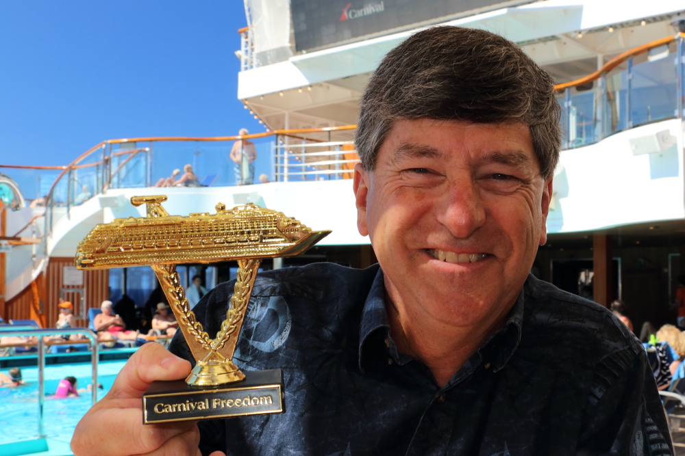 Carnival ship on a stick with award winning cruiser Jim Zim
