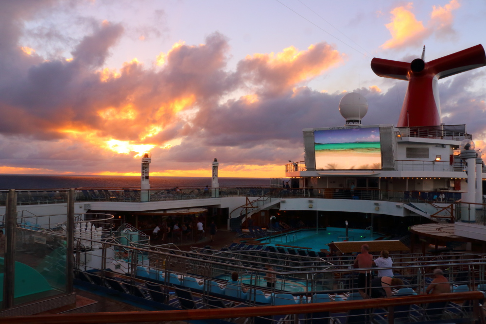 Carnival Freedom at sunset