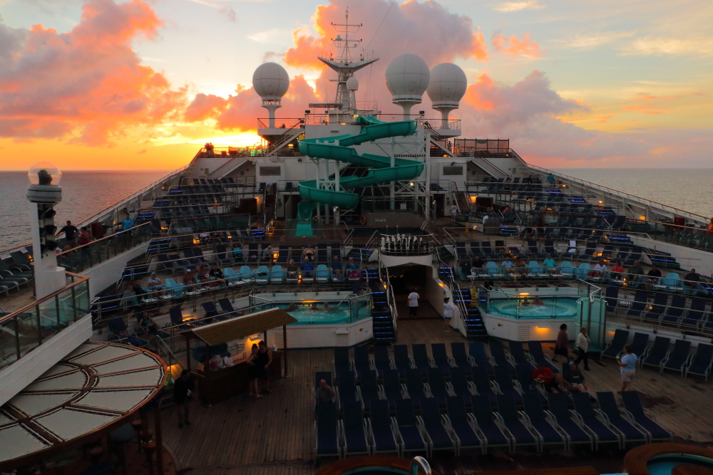 Carnival Freedom at sunset