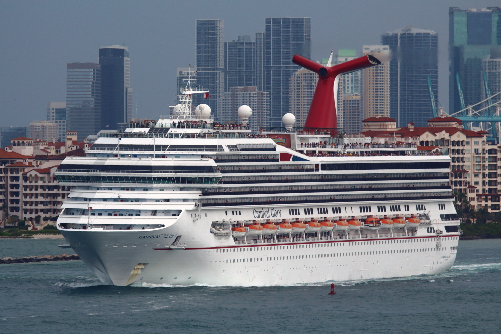 Carnival Glory sailing out of the port of Miami