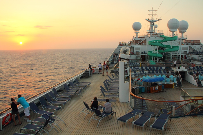 Caribbean sunset on Carnival Glory cruise ship
