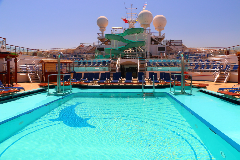 empty Carnival cruise swimming pool