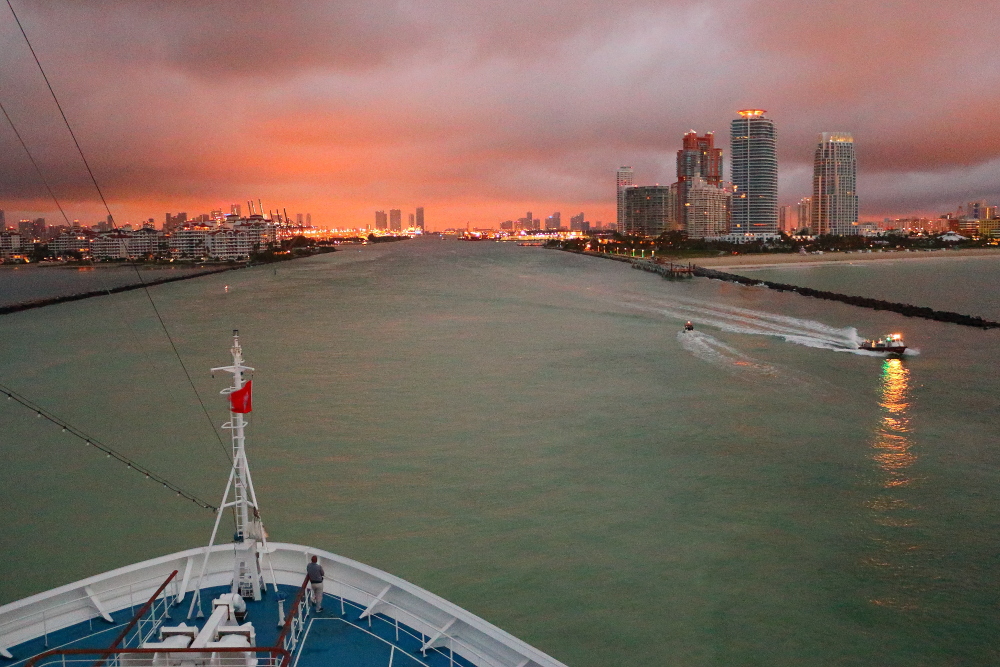 Port of Miami morning dawn harbor entrance