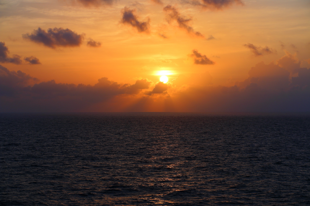 Caribbean sunrise as seen from the Carnival Glory