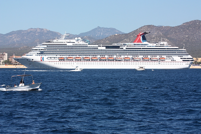 Carnival Splendor cruise ship anchored off Cabo San Lucas, Mexico