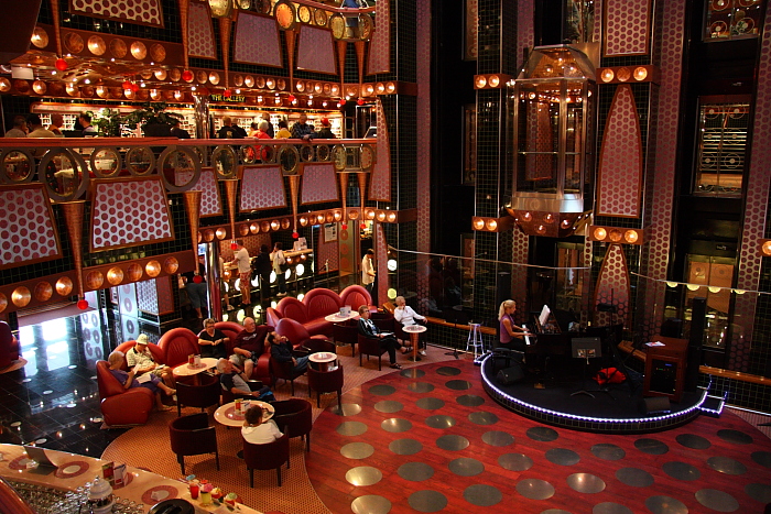 A picture of the lobby of the Carnival Splendor cruise ship