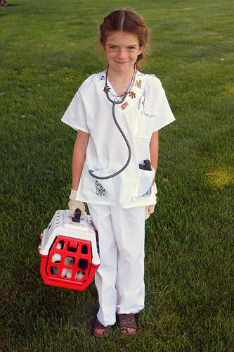 Kindra with her Veterinarian gear