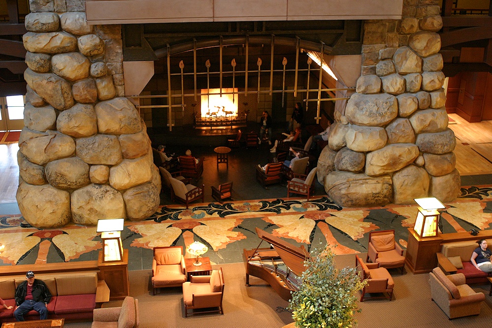 Fireplace in Disneys Grand Californian hotel in Anaheim, California