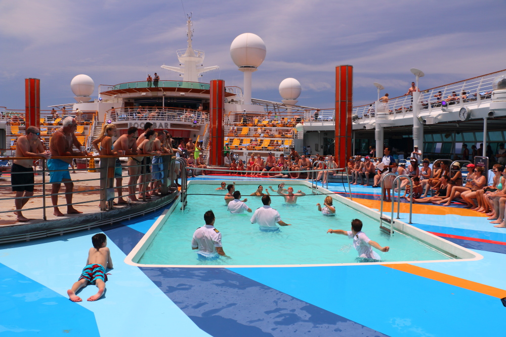 Independence Of The Seas officers versus passengers volleyball