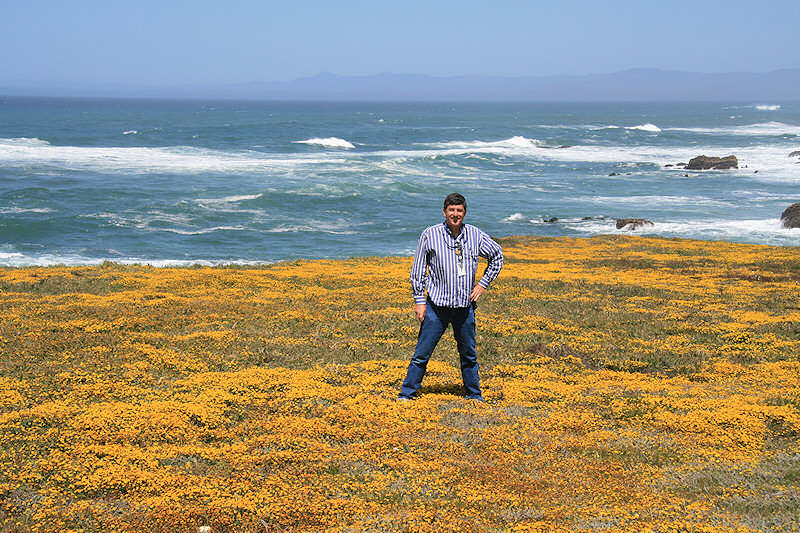 Jim Zim in a field of wildflowers just north of Diablo Canyon
