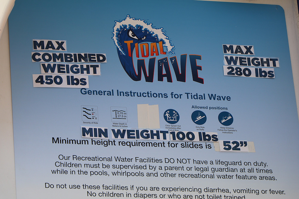 Tidal Wave water slide sign