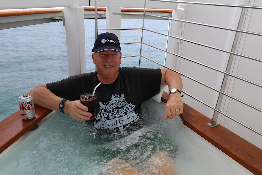 Jim Zimmerlin with his own private Jacuzzi