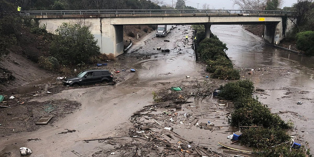 Highway 101 Montecito California mudslide January 2018