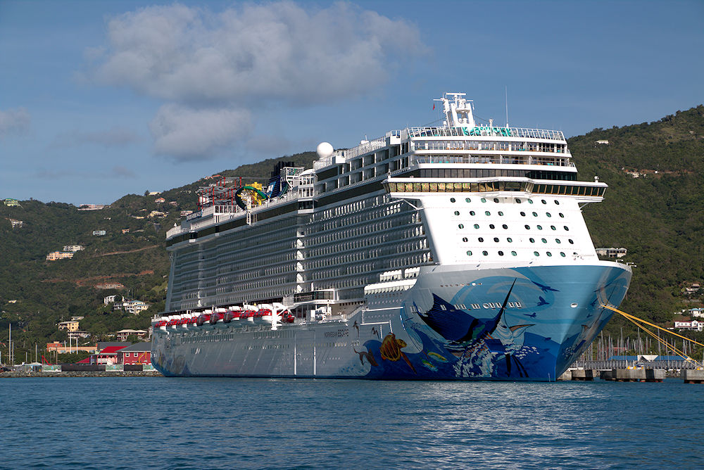Norwegian Escape docked in Tortola