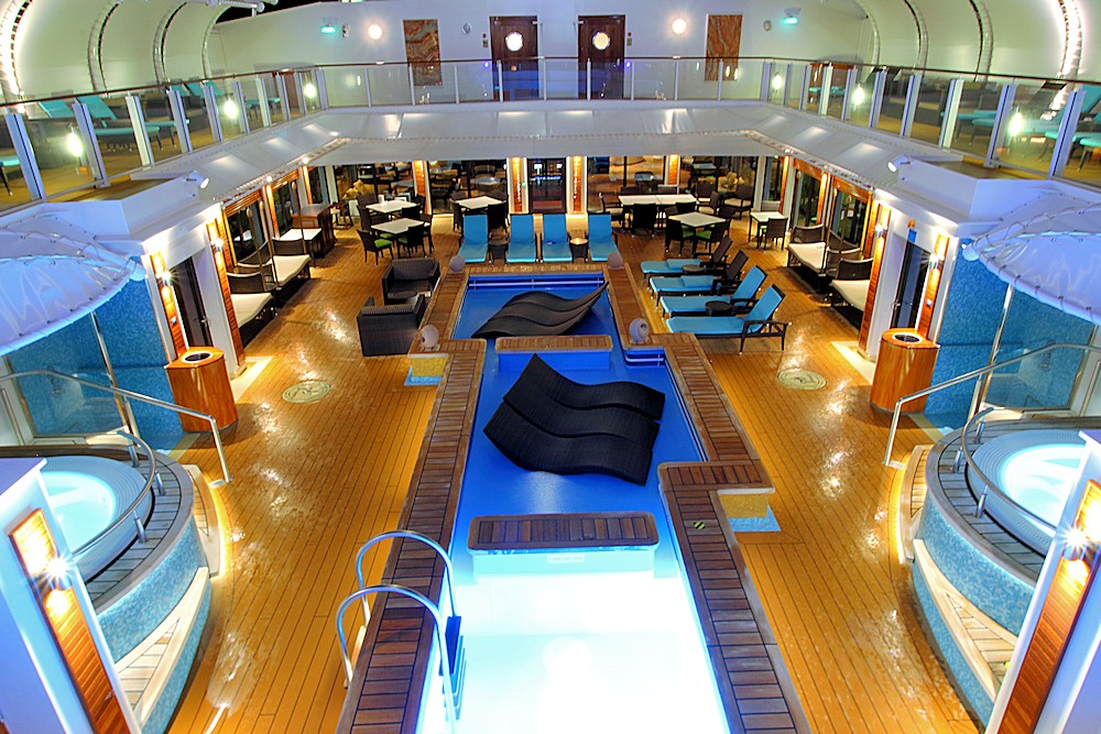 Night shot of The Haven on Norwegian cruise lines