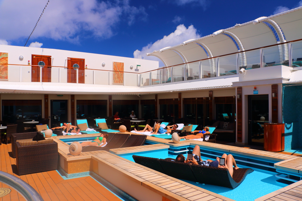 The Haven outdoor courtyard on the Norwegian Getaway cruise ship