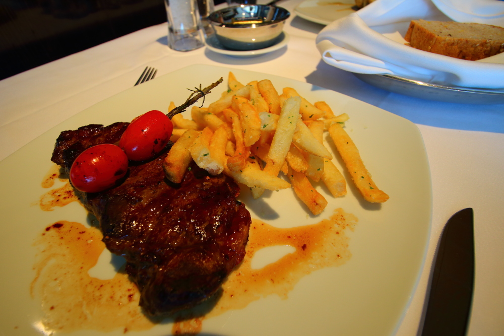 Steak lunch from The Haven restaurant - Norwegian Getaway