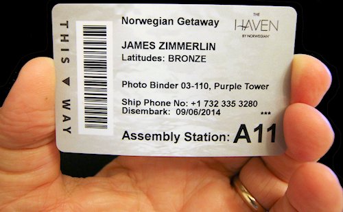 Norwegian cruise Haven keycard