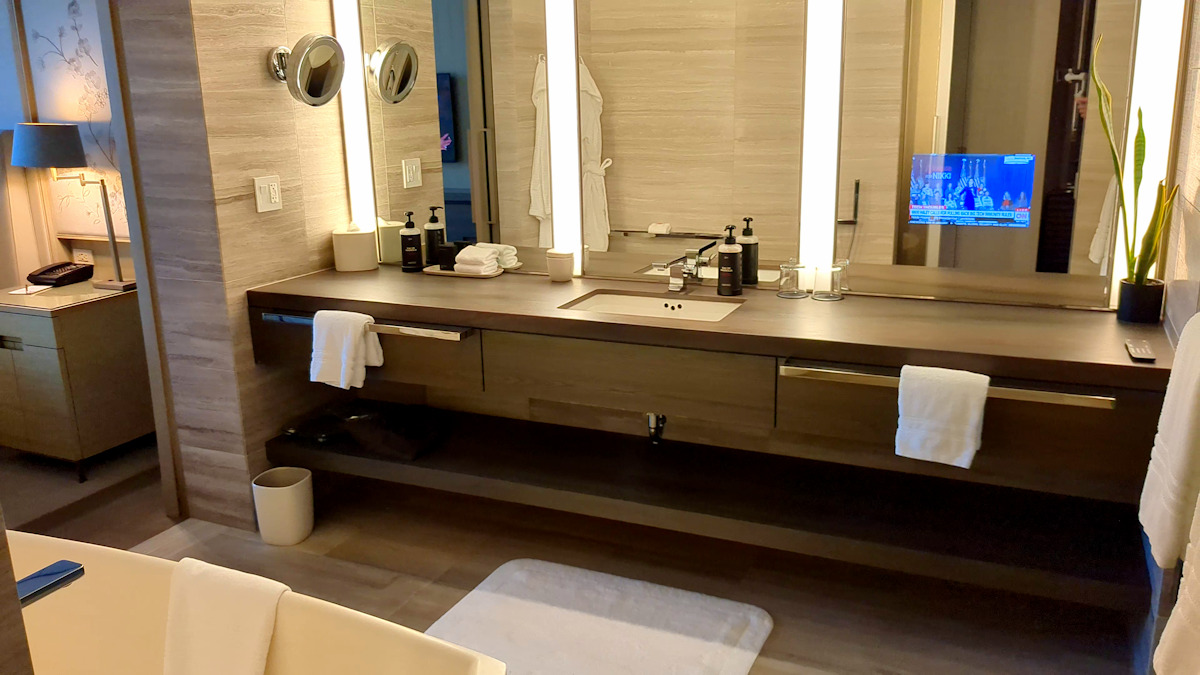 Bathroom in my room at the Four Seasons hotel in Toronto