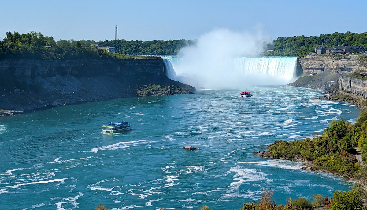 Niagara Falls, on the border between Canada and the USA