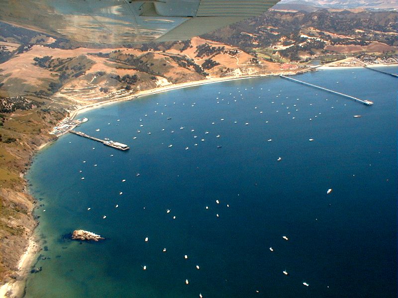 Aerial view of the Port San Luis harbor area
