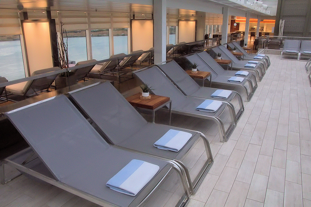 loungers at the pool on Viking Sea